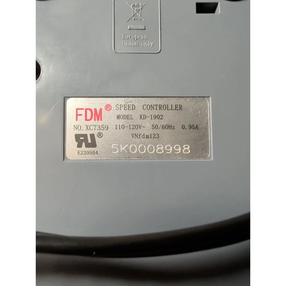 FDM KD-1902 Sewing Machine‎ Speed Controller Foot Pedal 3 Prong Plug Rare